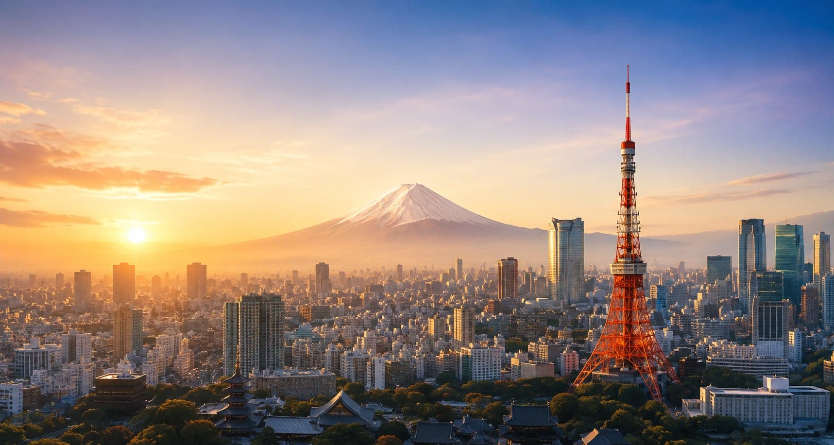 Tokyo skyline with Mount Fuji at sunrise